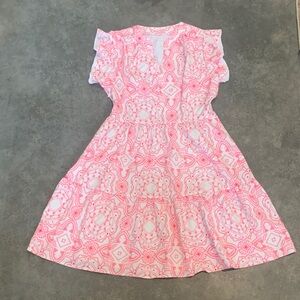 Pink and White Patterned Dress
